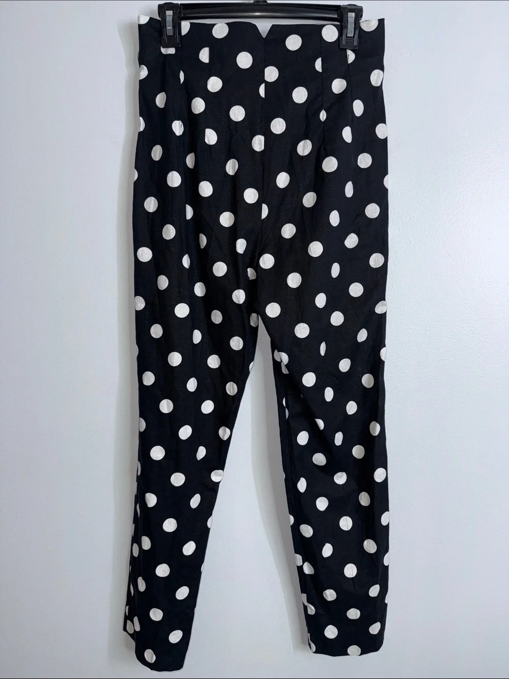 Zara high waisted linen blend polka dot tapered dress pants size medium